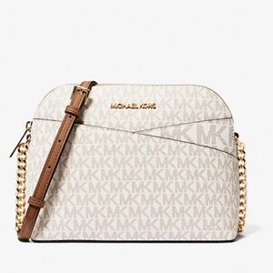 MICHAEL MICHAEL KORS Jet Set Travel Medium Logo Dome Crossbody Bag Vanilla